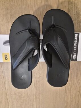 Bench Men's Black Comfort Flip Flops with Padded Straps